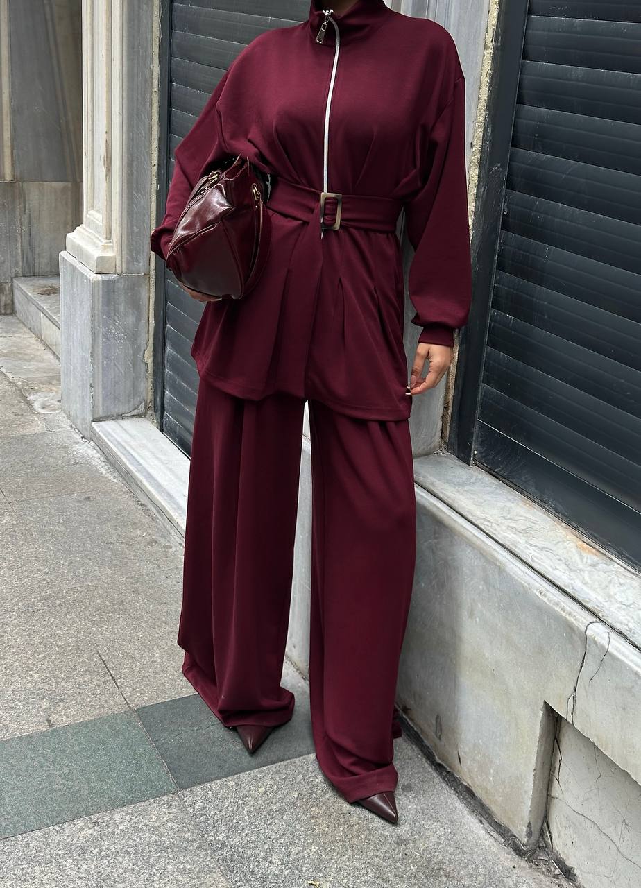 Belted Wide-Leg Set
