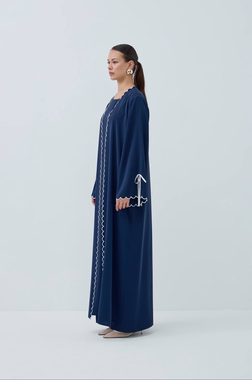 Classic Abaya with White Detailing