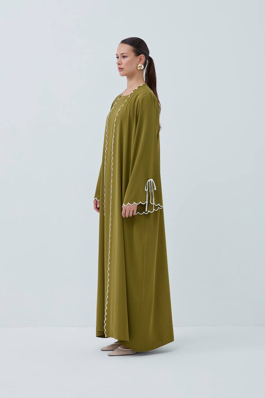 Classic Abaya with White Detailing