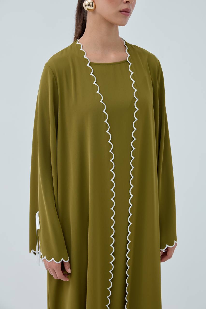 Classic Abaya with White Detailing