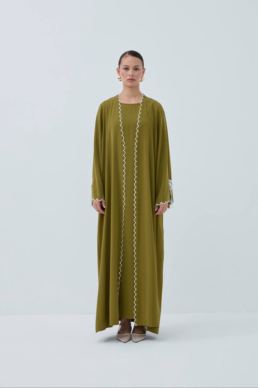 Classic Abaya with White Detailing